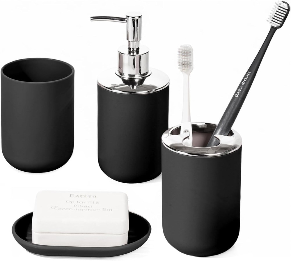 Bathroom Accory Set, Plastic Bathroom Set Include Soap Dispenser, Soap