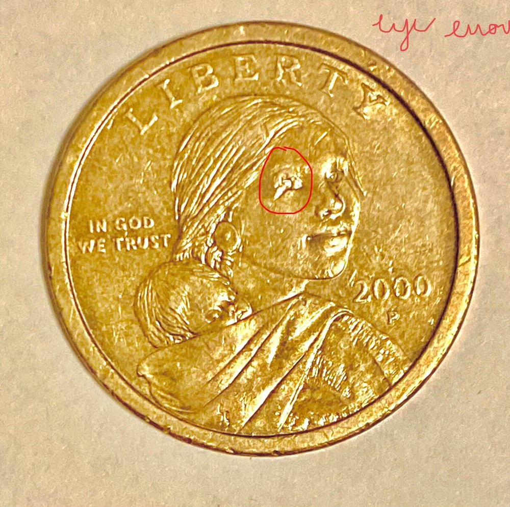 2000 P Sacagawea dollar With The right Eye Error.