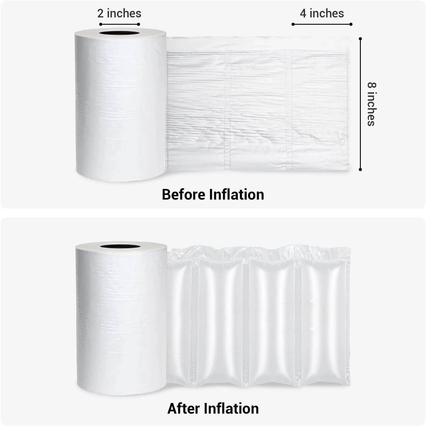 1640ft x 4" x 8" Air Cushion Machine Film Bubble Pillow Packaging Filling Bags