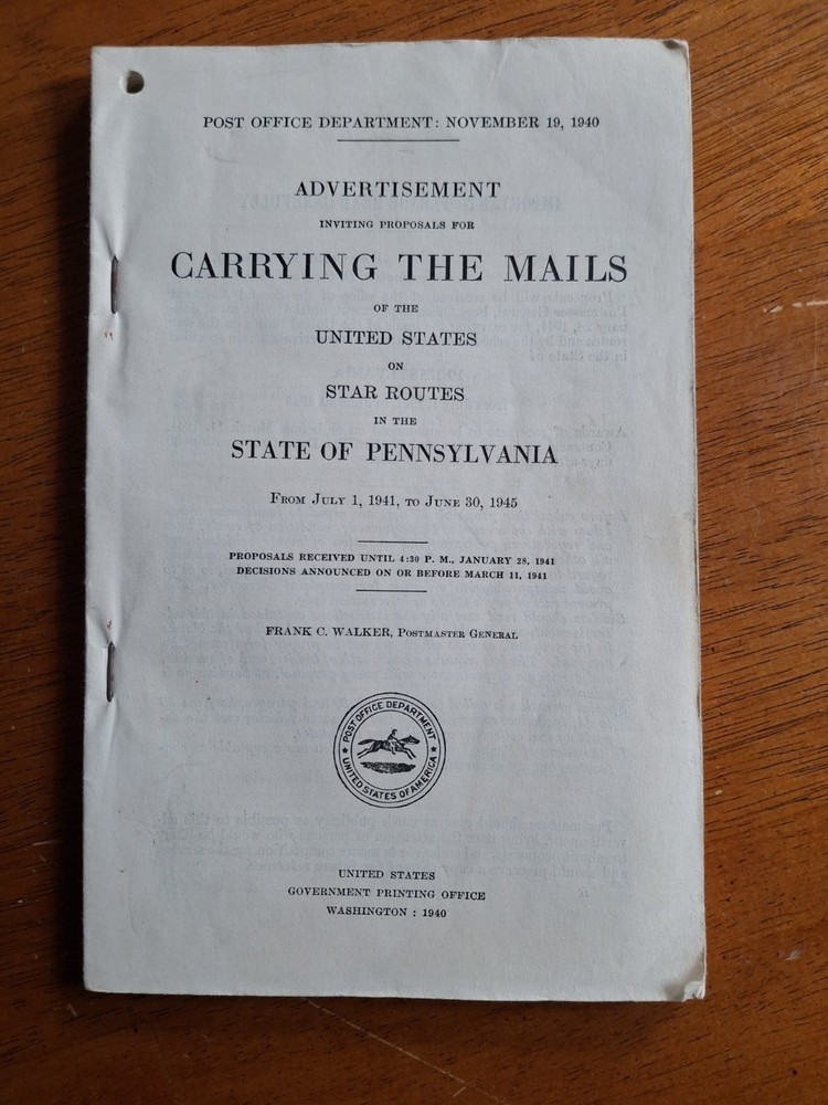 Carrying the Mails of the United States on Star Routes State of Pennsylvania