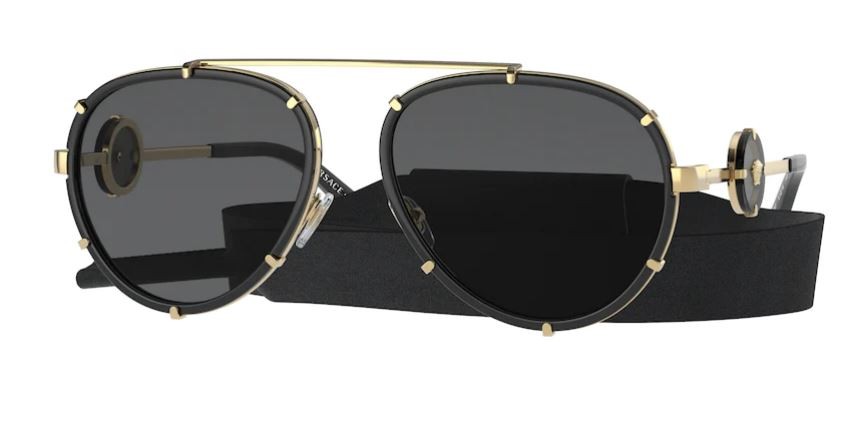 VERSACE VE2232 143887 Black Dark Grey 61 mm Women's Sunglasses