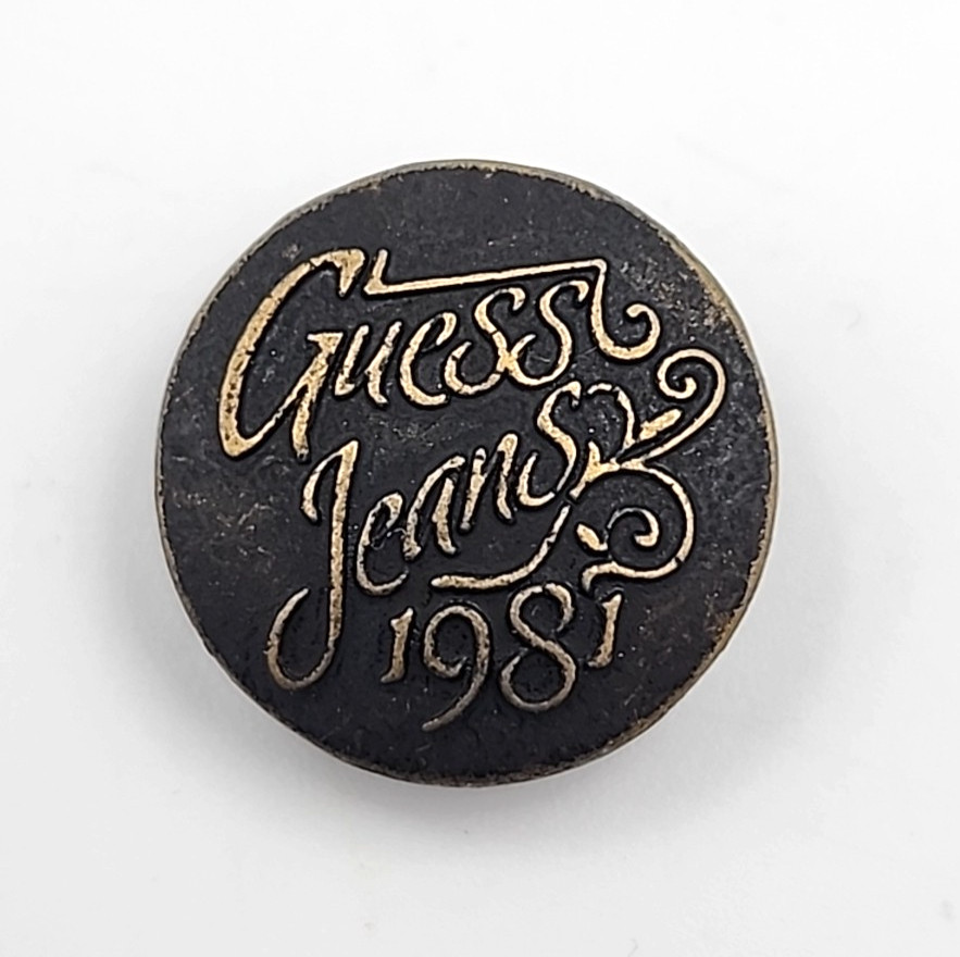Guess Jeans Shank Button 20mm Black Brass Tone 1981 Script Replacement