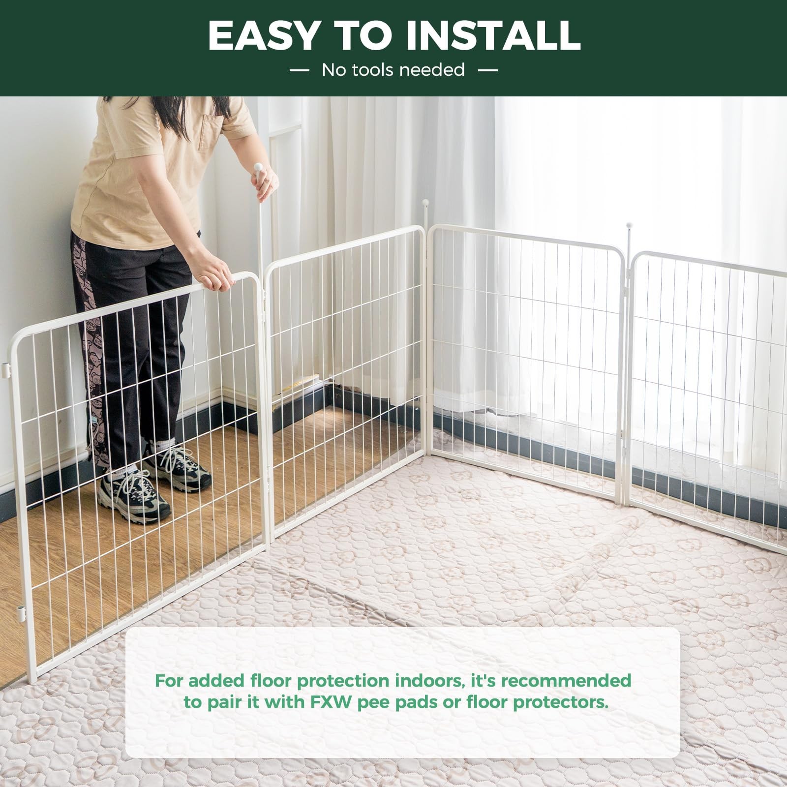 Dog Playpen for Indoor Yard RV Camping 32 Inch 8 Panels White Patented