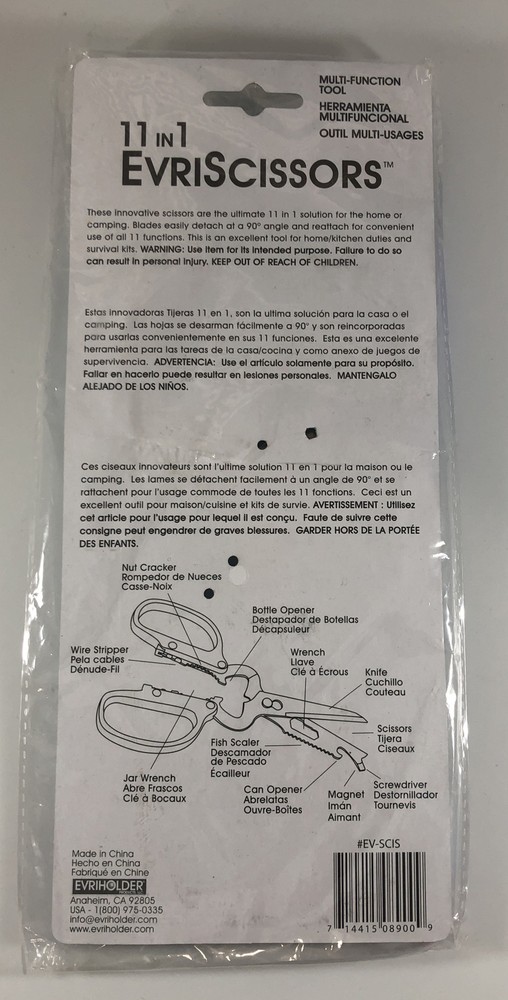 Evri Scissors Multi-Function 11 in 1 Kitchen Tool - Bottle Opener Fish Scaler