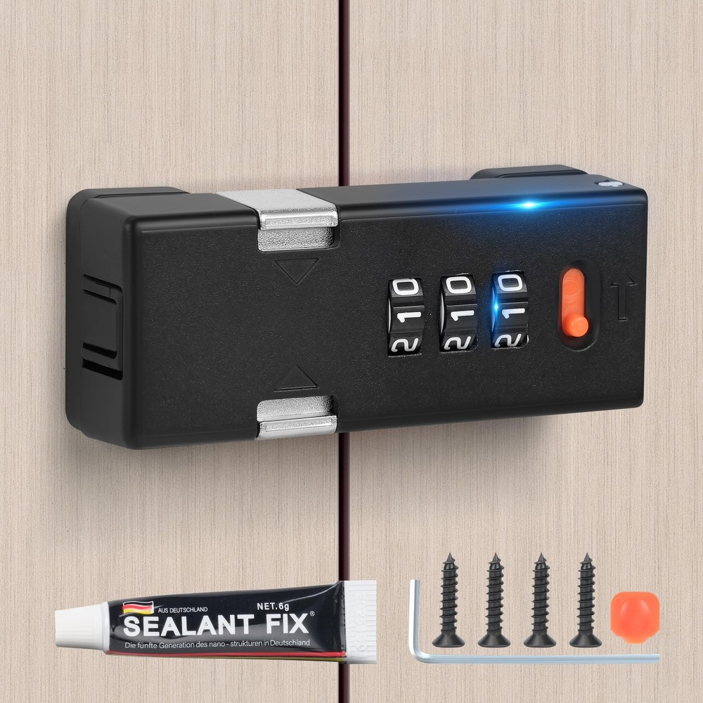 Premium Keyless Cabinet Lock with Combination Code - 3-Digit Password Hasp La...