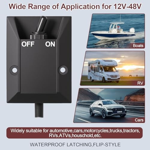 Waterproof Toggle Switch 12V 30A, Heavy-Duty SPST On/Off Switch with Pre-Wired