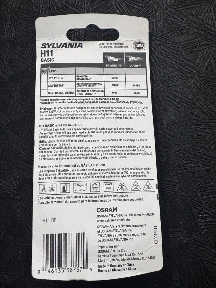 SYLVANIA - H11 Basic Halogen Bulb for Headlight, Fog, Daytime Running Light New