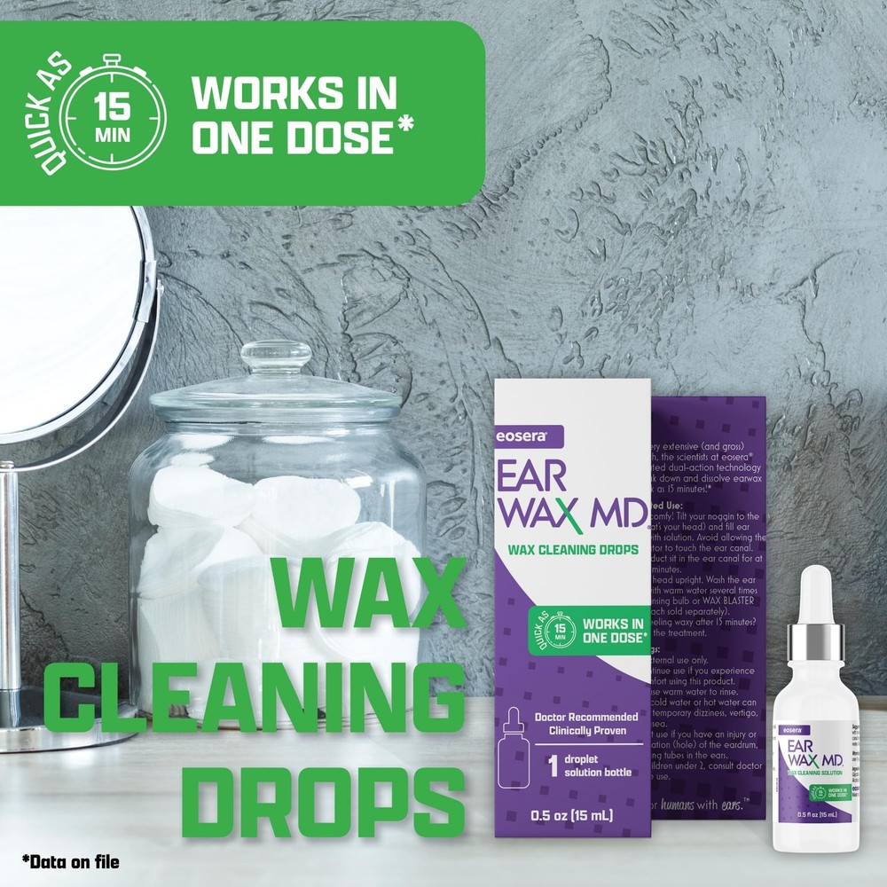 eosera® Ear Wax MD® - Ear Wax Dissolving Drops - Breaks Down & Dissolv