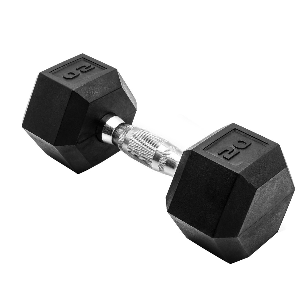 Barbell, 20lb Rubber Hex Dumbbell, Single