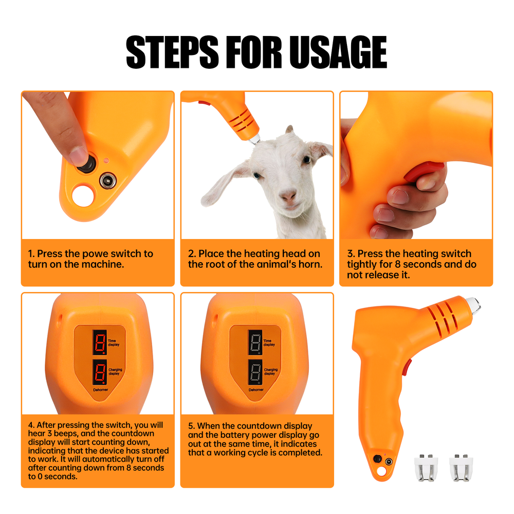 Rechargeable Calf Electric Dehorner Fast Heating Cattle Dehorning Tool 3/4 Tip