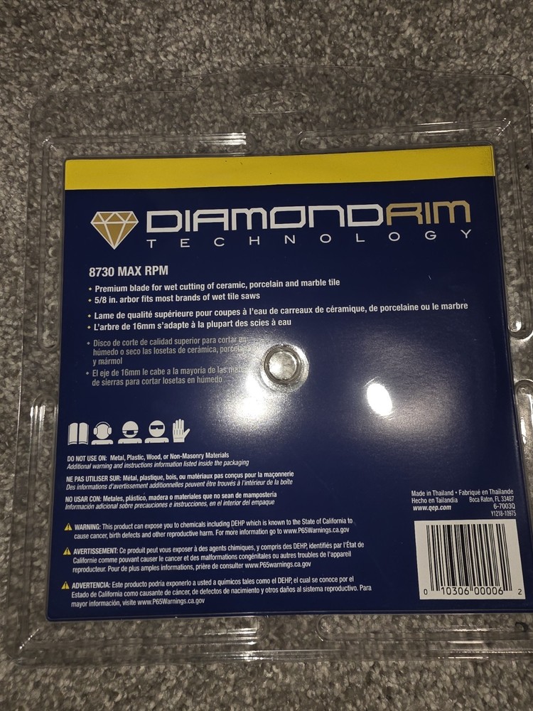 QEP Diamond Rim 7" Tile Cutting Blade