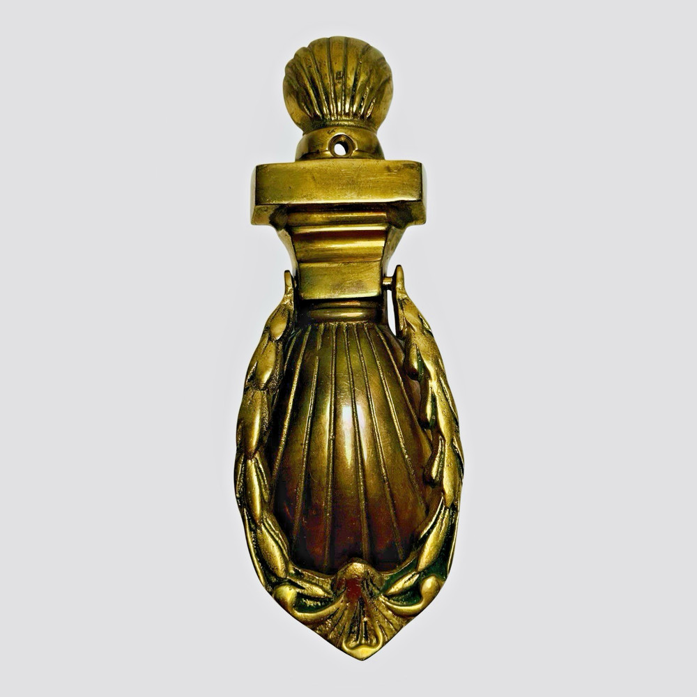 Solid Brass Door Knocker Shell Design Traditional Entry 8.25" Hardware Vintage