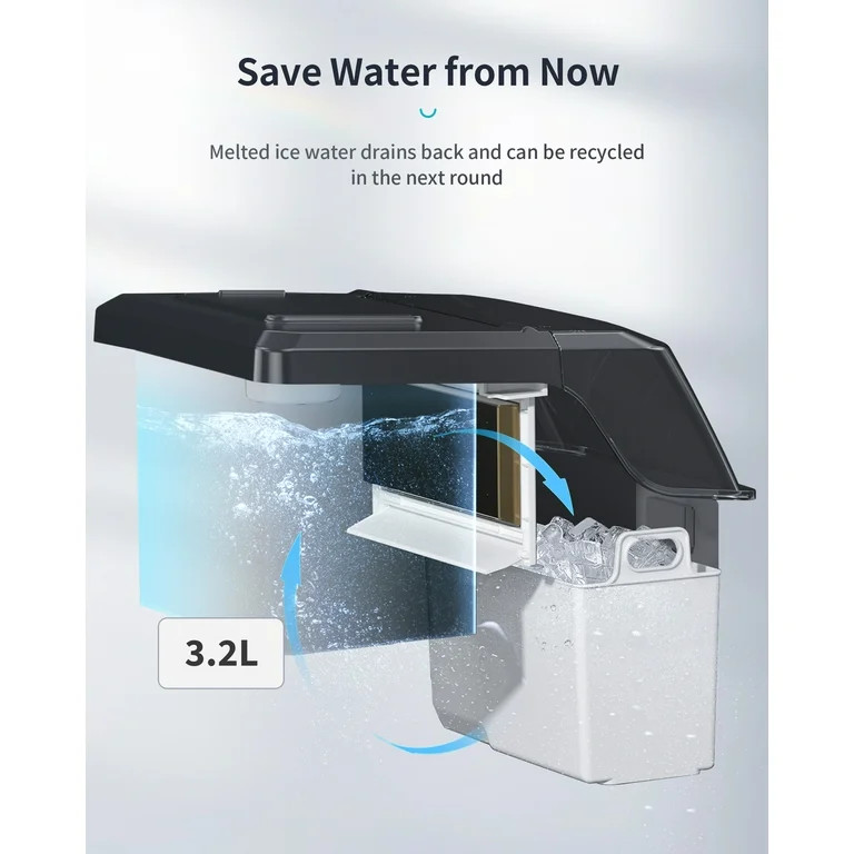 Portable Ice Maker Countertop 44lbs/24H Soft Chewable Pellet Ice Maker Machine