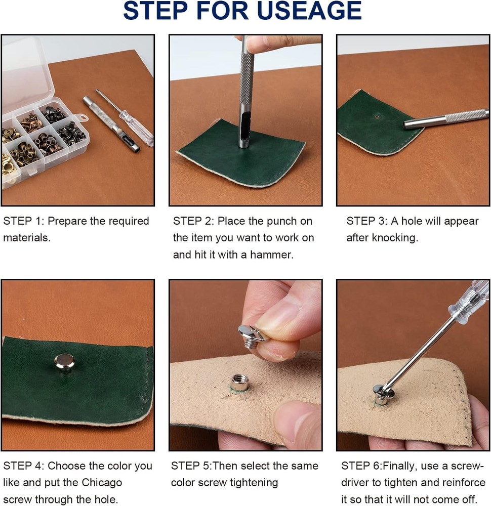 Chicago Screws for Leather Crafting Assorted Colors