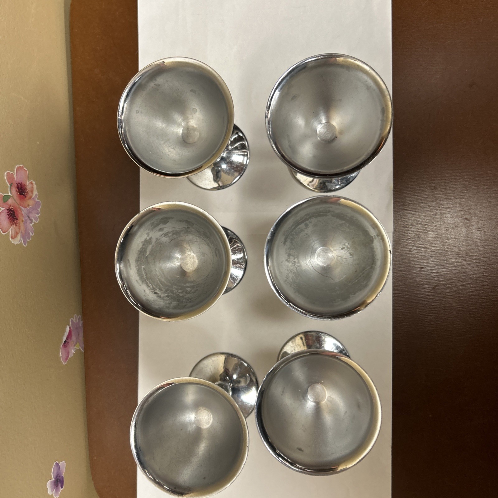 6 Stainless/Chrome-Wine/Champagne Goblets-READ