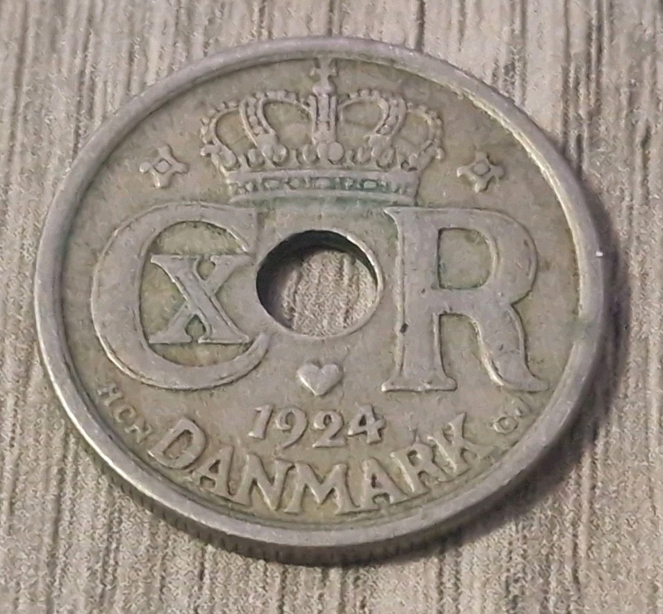 1924 Denmark 25 Ore Coin Circulated