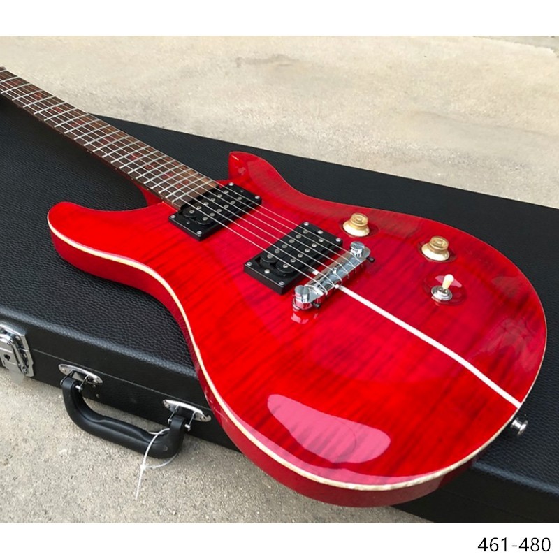 Double Cut Cherry Lime Guitar, Flame Maple Top, Abalone Binding, Uncovered Picku