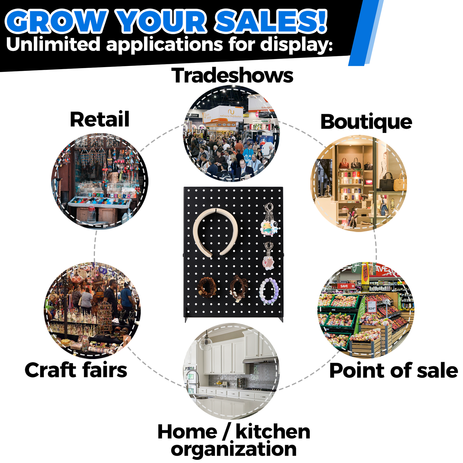 Pegboard Display Stand for Craft Shows & Fairs - Metal Jewelry Retail Display