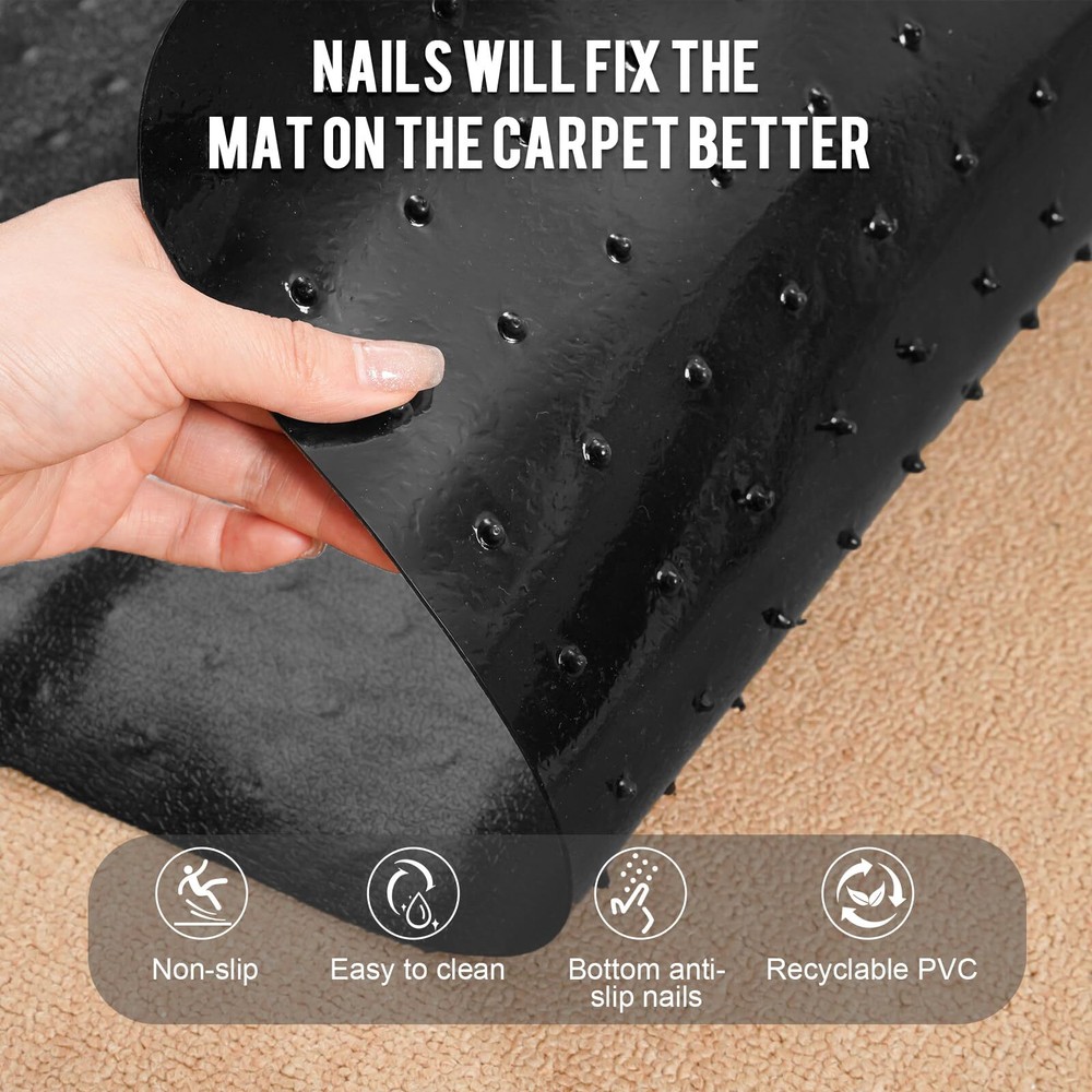 Carpet Protector for Pets -3.6FT 3PCS Black Round Corner Plastic Carpet Prote...