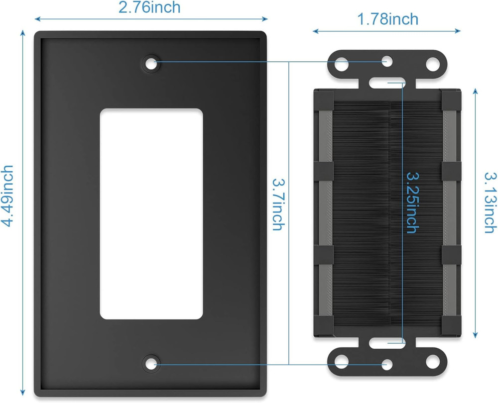 (2 Pack) Brush Wall Plate with Low Voltage Mounting Bracket, Cable Pass through