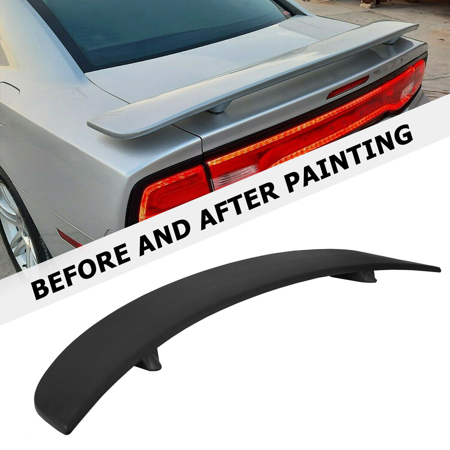 For 2011-2023 Dodge Charger Rear Trunk ABS Factory Spoiler Wing Matte Black