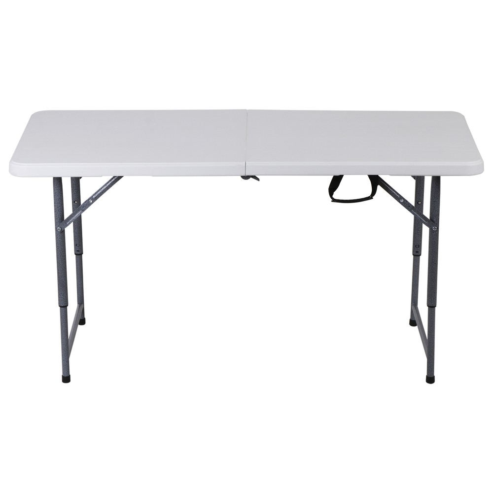 4ft Folding Table Foldable Legs & Adjustable Height Utility Camping Table White
