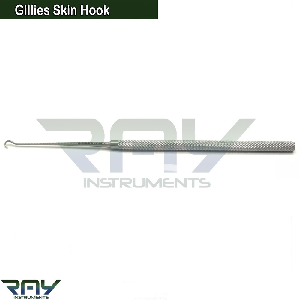 Gillies Skin Hook Single Prong Sharp Dermal Surgery Procedures Instruments
