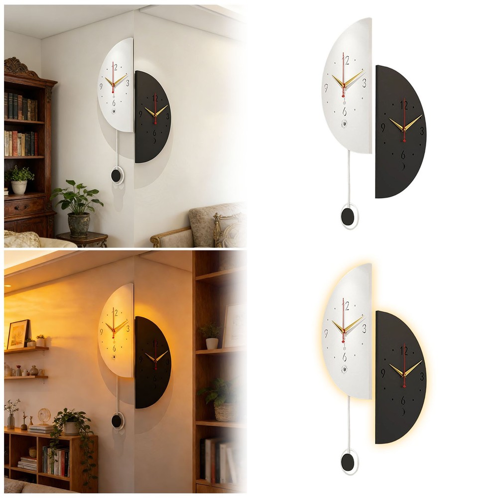 Modern Corner Clock Stylish Double Clock Induction Luminous Timer Stopwatch