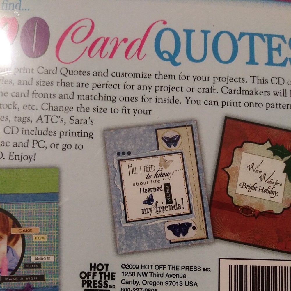 Hot Off The Press 1000 Card Quotes Computer CD Mac PC Artwork Instructions