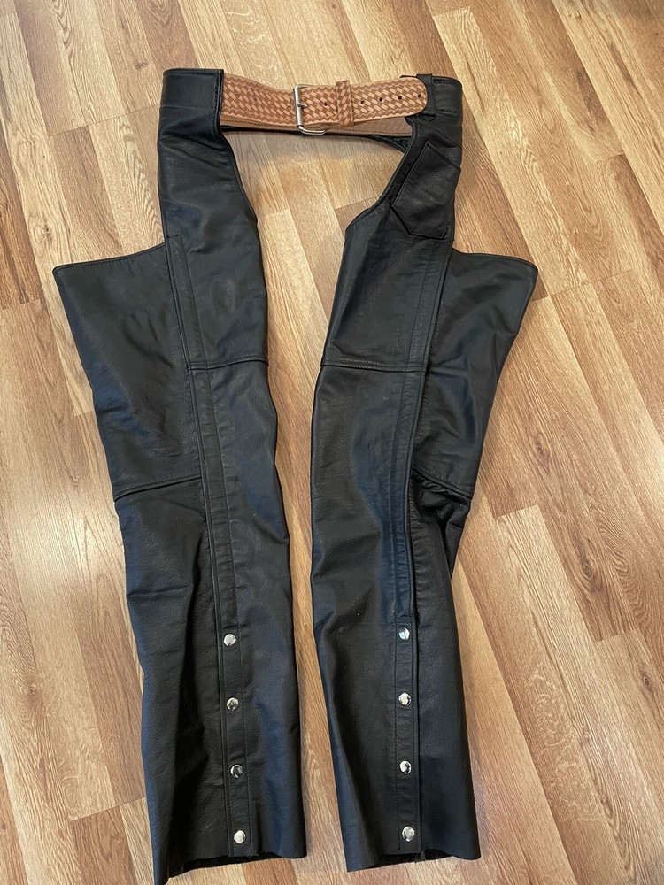 FMC Leather Chaps, Size Large!  Modified Belt! Nice!