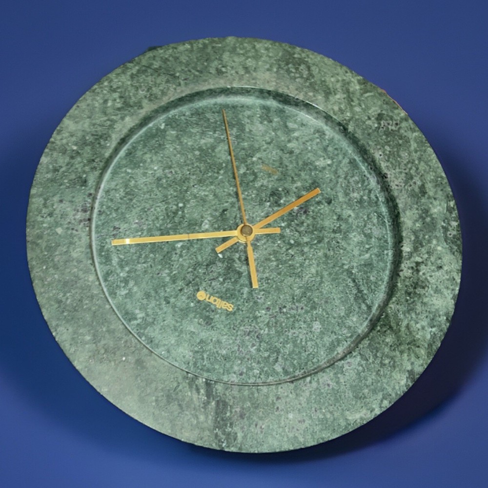 Salton Solid Green Marble Quartz Precision Wall Clock 10” Diameter Tested Works
