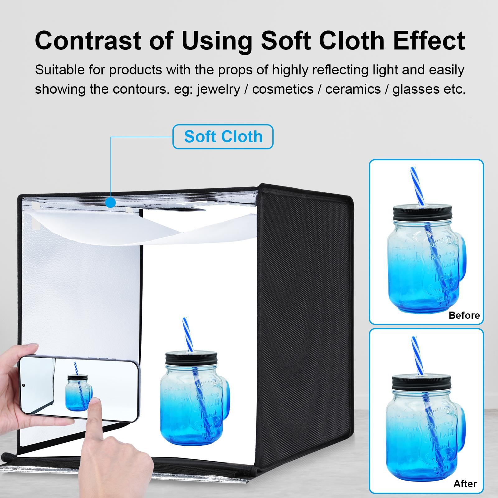 24" Large LED Light Box Photo Tent Dimmable Photography Studio Shooting Portable