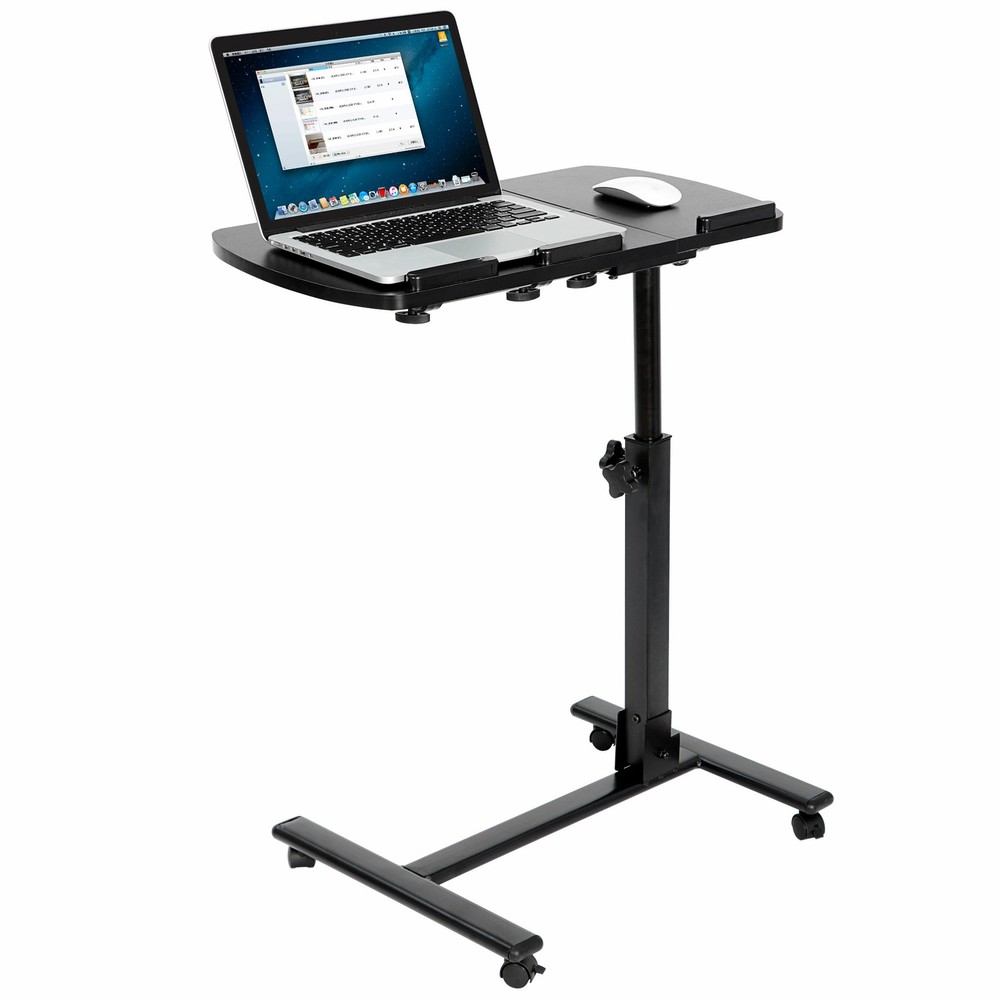Adjustable Laptop Notebook Rolling Table Desk Stand Tiltable Tabletop W/ Casters