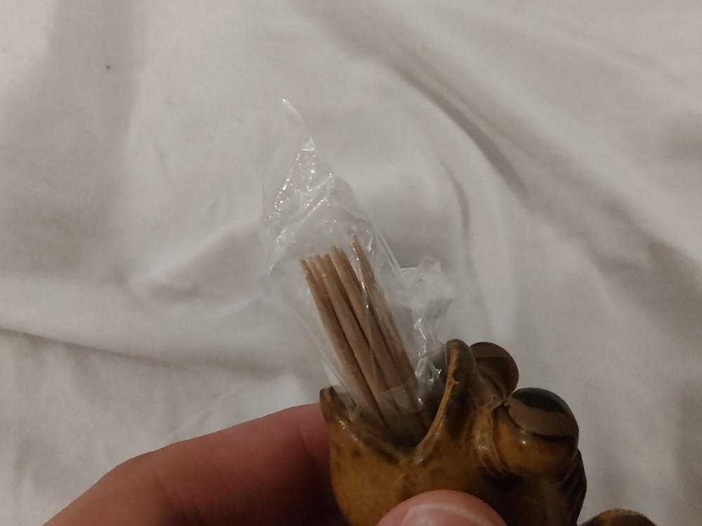Weird! Ceramic Mudfish "Mutsu Goro" Toothpick Holder With Toothpicks 🐟
