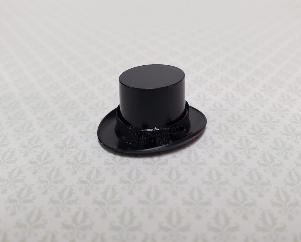 Tiny Black Top Hat Steampunk with Ribbon - Small HALF SCALE 1:24