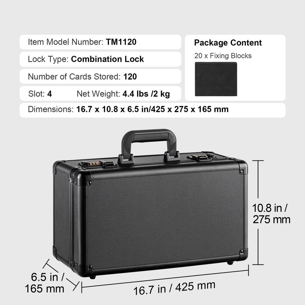 Collector's Card Storage Box W/ 4 Compartments Secure Coded Lock & Adjustable