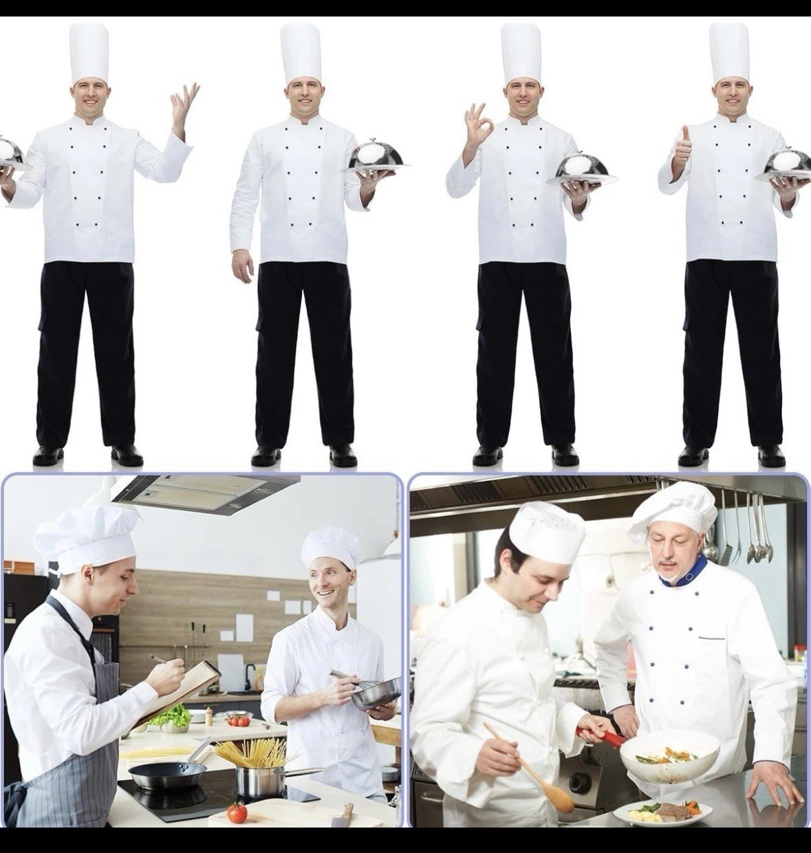 3 pc (3 pair) New Black baggy chef pants LARGE