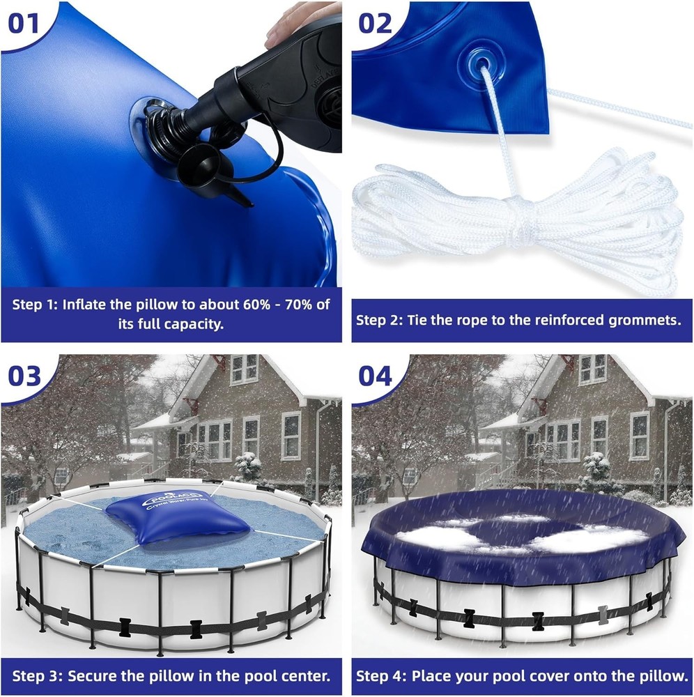 Pool Pillows for Above Ground Pools Winterizing, Extra Durable Cold-Resistant In