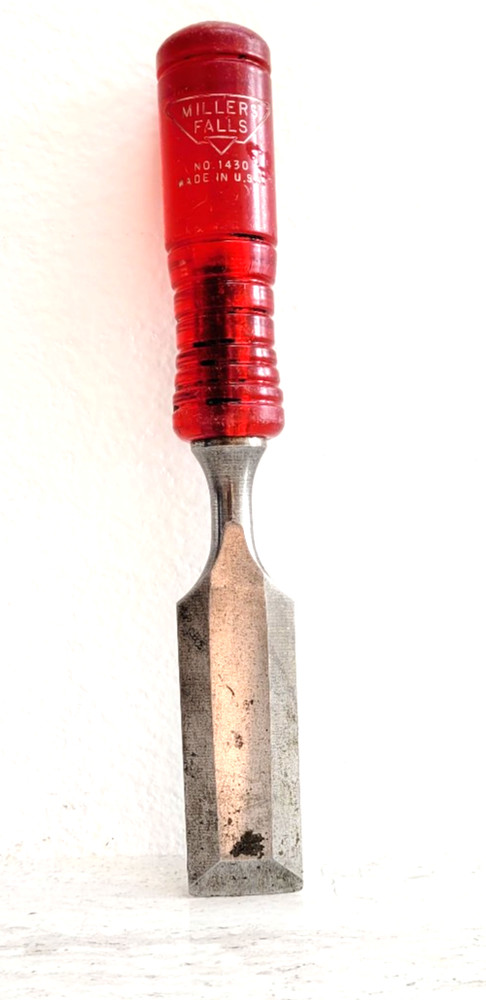 MILLERS FALLS No 1430 CHISEL VINTAGE RED PERMALOID HANDLE TOOL
