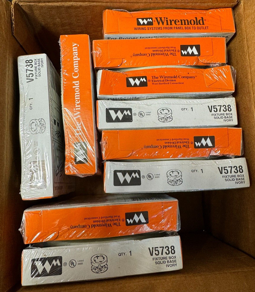 Wiremold V5738 Ivory Fixture Box, Solid Base, 4-3/4" (121mm) Diameter