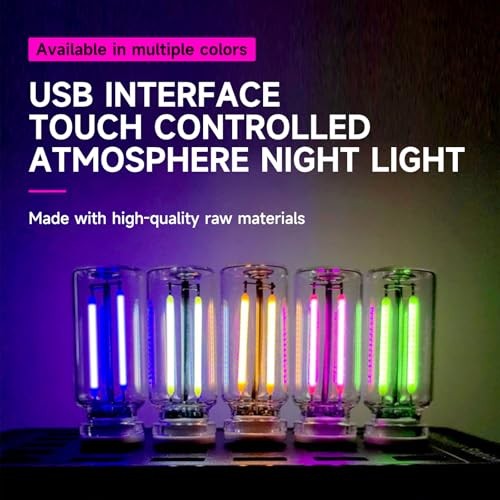 2Pcs USB Retro Car Lamp, Dimmable Touch-Control LED Car Interior Blue