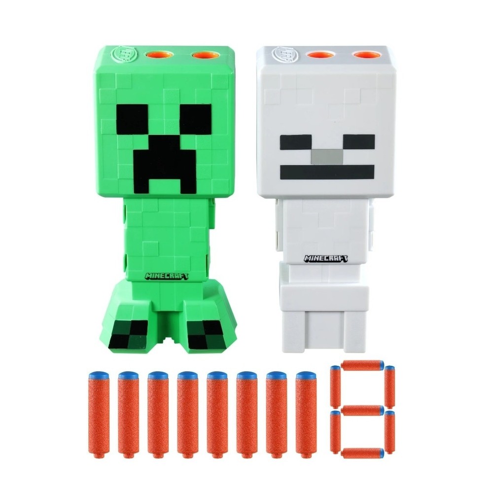 Nerf Minecraft Creeper & Skeleton Mob 2-Blaster Pack, 8 Nerf N1 Darts