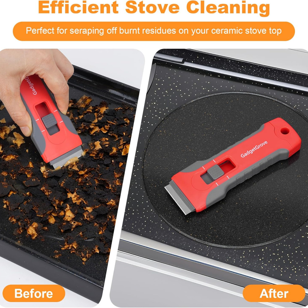 Razor Blade Scraper with 2 Pcs Plastic Scraper