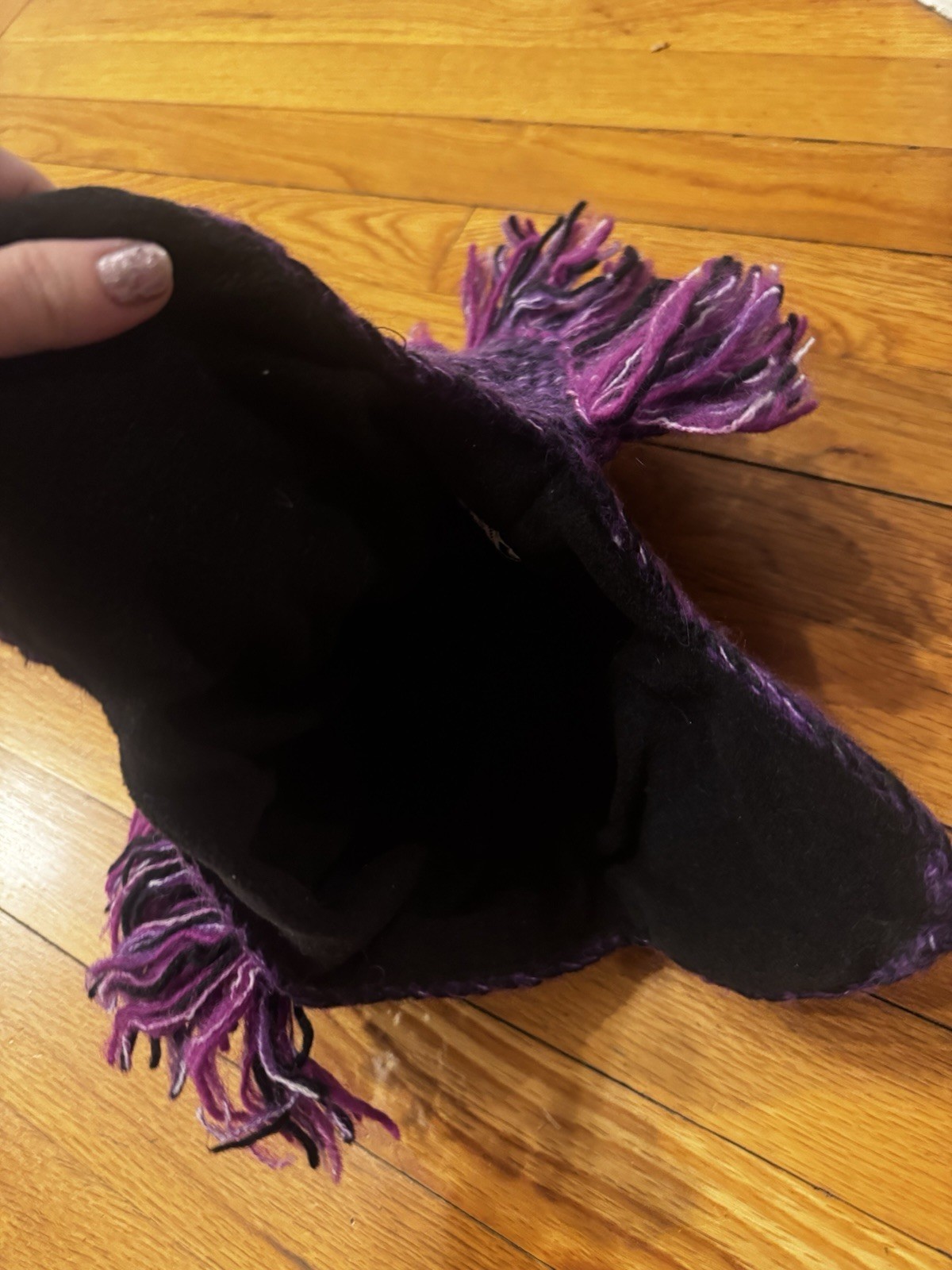 Nirvanna Designs Purple Knit Mohawk Hat Handmade Wool Adult OSFM Nepal