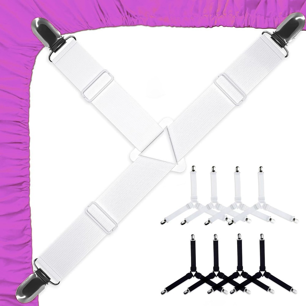 8 Bed Sheet Holder Straps, Adjustable Bed Sheet Straps Holders, Fitted Sheet ...