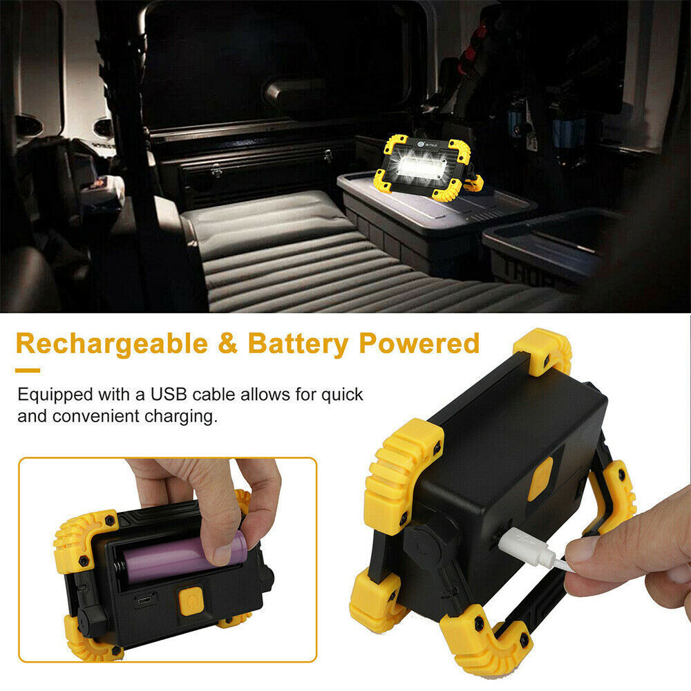 2X COB LED Work Light USB Rechargeable Flashlight Camping Emergency Lamp Torch