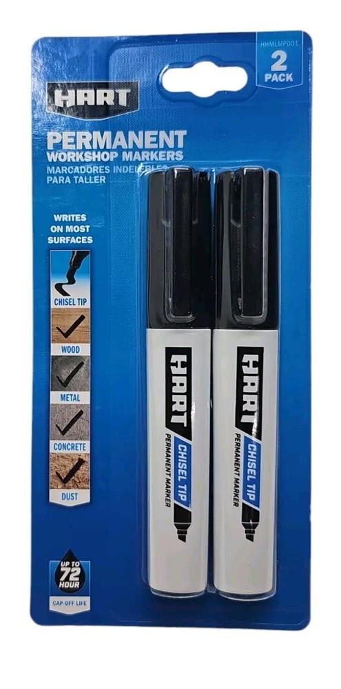 Marker Black Chisel Tip Permanent Construction Workshop Multi Surface 2 Pack