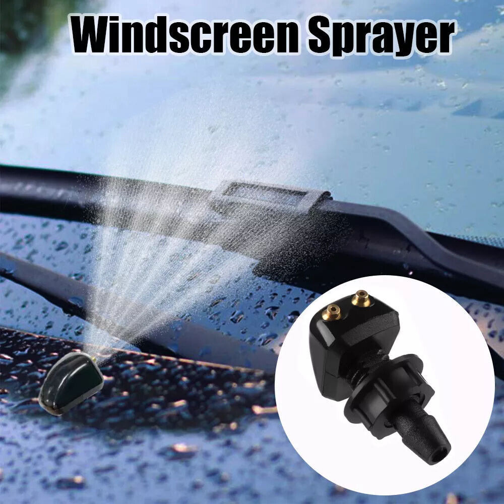 2Pcs Car Windshield Wiper Washer Water Spray Jet Nozzle + 9.8Ft Hose + Connector