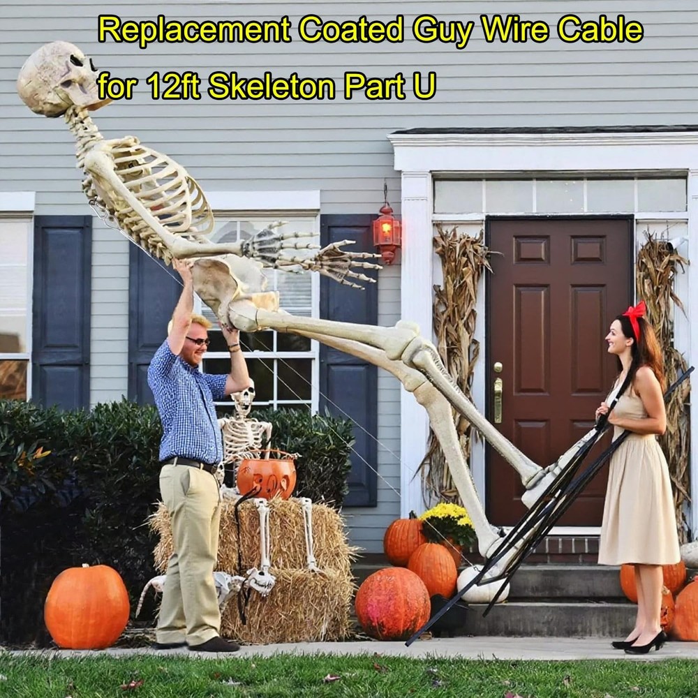 12 ft Skeleton Part U Replacement Tether Cable Guy Wire, Replacement Coated