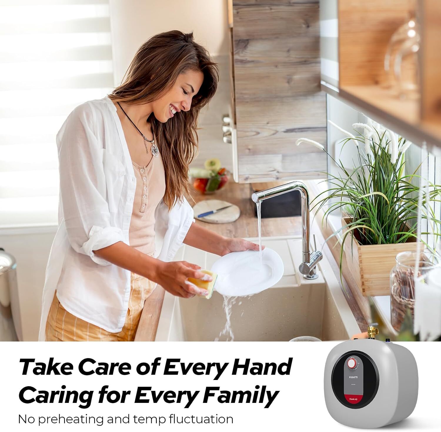 【99% NEW】FOGATTI 2.5/4/8 Gallon Electric Mini Tank Hot Water Heater 1440W Boiler